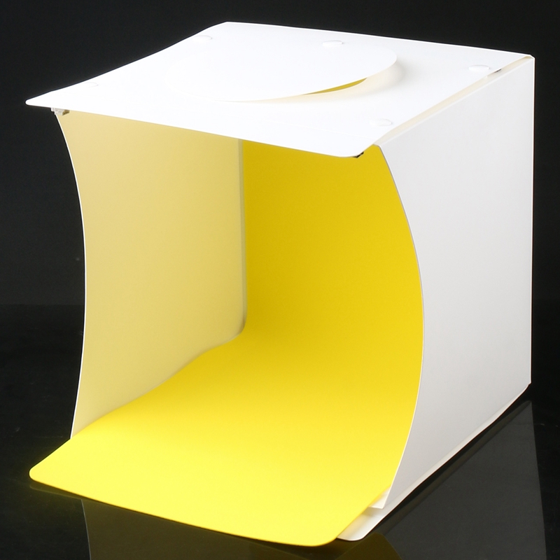 Mini caja de estudio fotográfico, 8,9X9X9,5 pulgadas Kit de tienda de campaña de luz de fotografía portátil, Softbox de iluminación plegable blanca con 40 luces Led