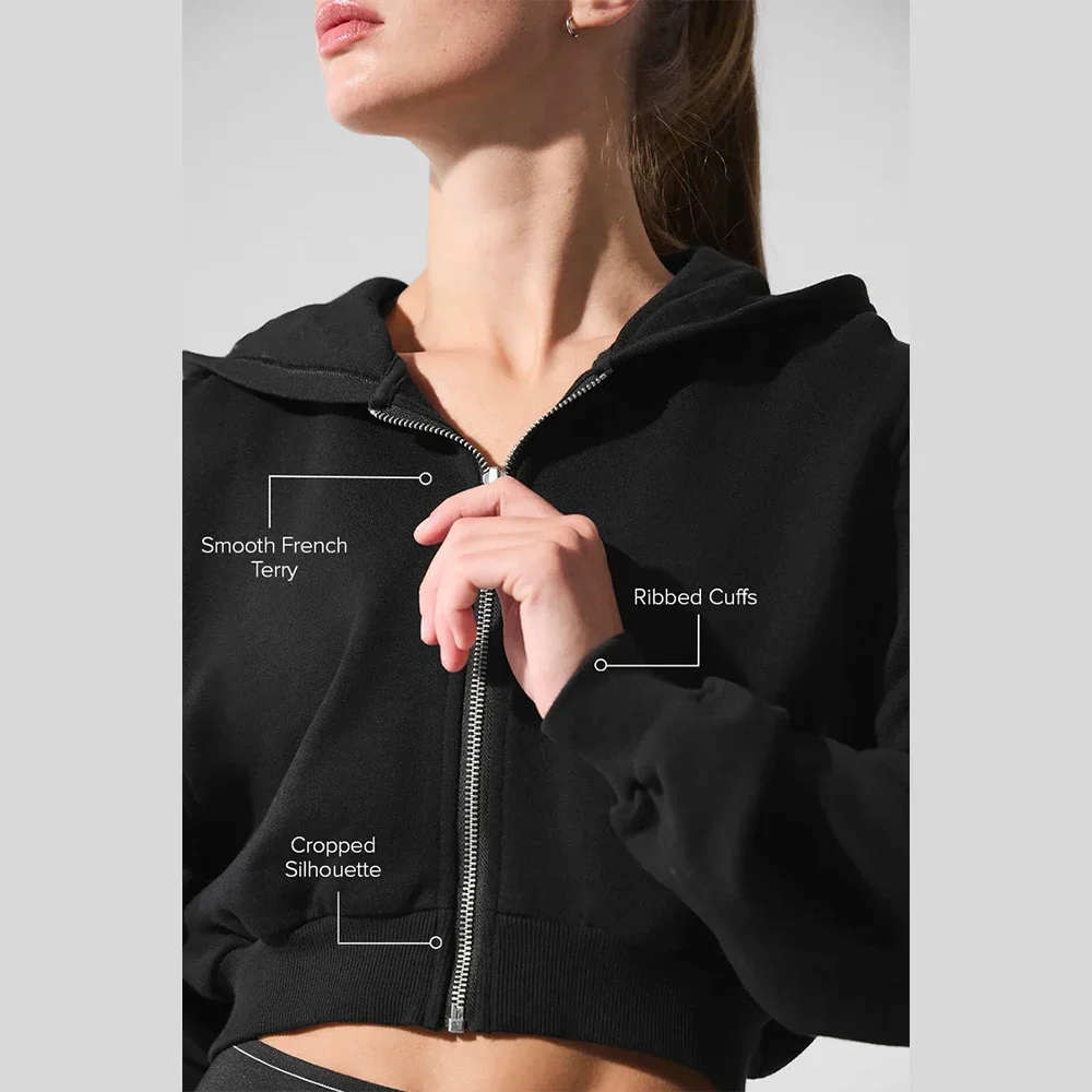 AL hoodie Jacket Full zip Yoga short coat Comfortable Gym outdoor sports Fitness jogging loose casual hoodie jacket