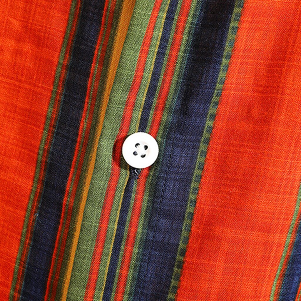 Blouse shirt heren zomer regenboog kleur zak korte mouw retro casual shirt off white harajuku top heren joggingkleding 6.19