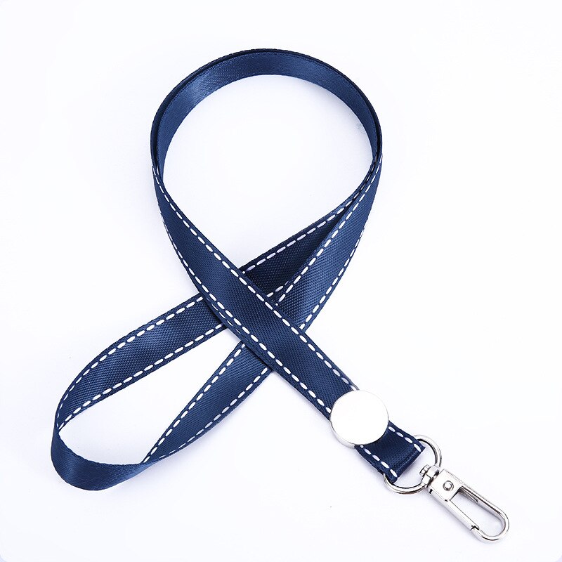 Effen Kleur Lanyard Badge Id Kaarthouder Neck Strap Key Houder Draagkoorden Lanyard Kantoor Schoolbenodigdheden Accessoire: Donkerblauw