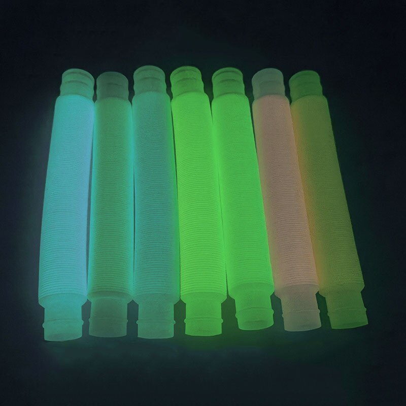 Fuelle de tubo de plástico estirado de Color fluorescente luminoso, tubo de ventilación POP DIY para aliviar el estrés, juguete sensorial inquieto