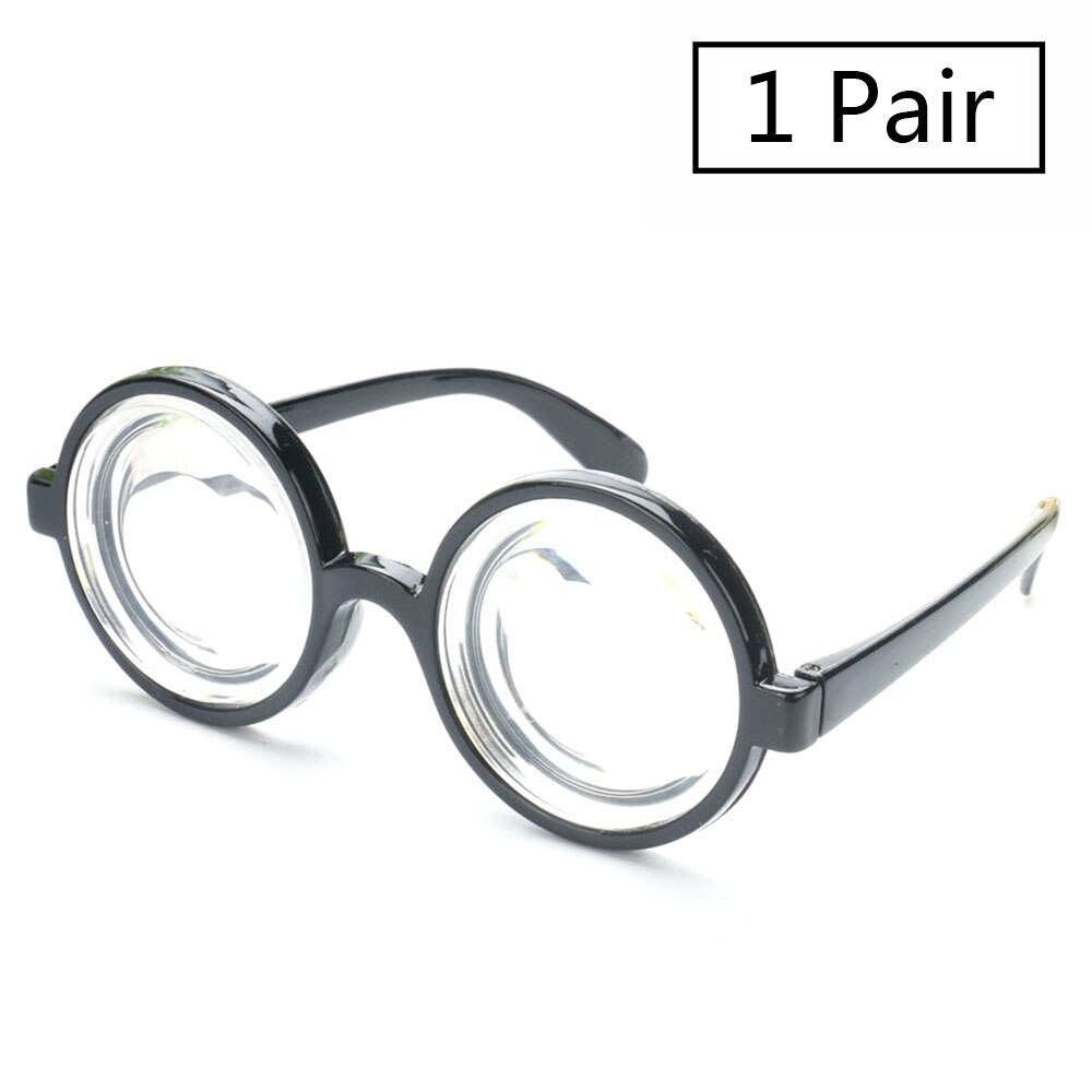 4 Pack Geek Nerd bouteille épaisse ronde lunettes pour fête circulaire savant fou Nerd lunettes Halloween Costume habiller accessoires: 1 Pair