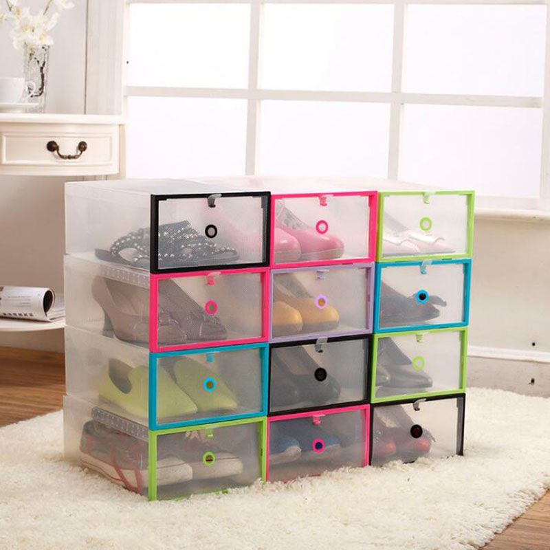 Plast skoställ organisatör genomskinliga skokartonger hängare multifunktionell diy clamshell förvaringslåda hem organisation fodral