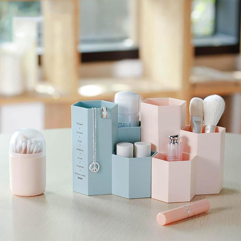 Caja de almacenamiento para brochas de maquillaje, organizador de mesa, soporte para cosmética de uñas pulidas, herramientas de maquillaje, soporte para bolígrafos
