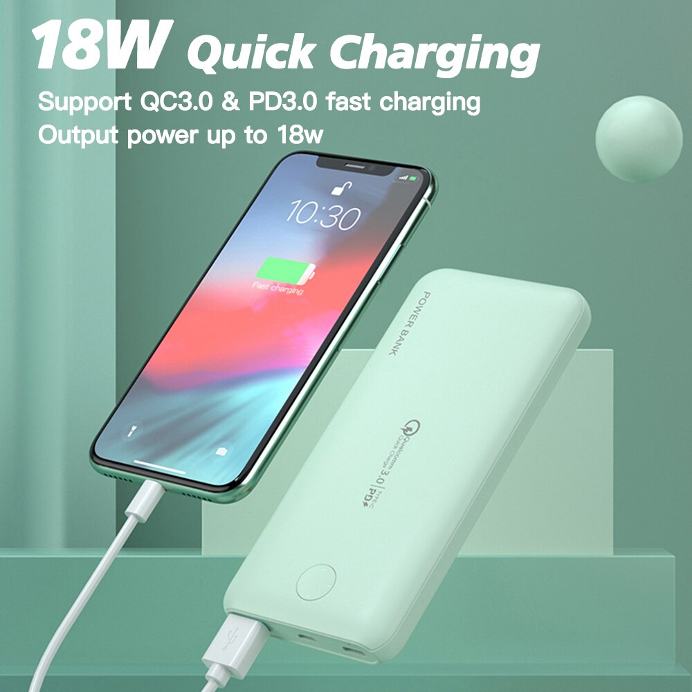 Banco de energía portátil de 10000 mAh, PowerBank de carga rápida bidireccional PD de 10000 mAh, cargador de batería externo para Xiaomi y iPhone