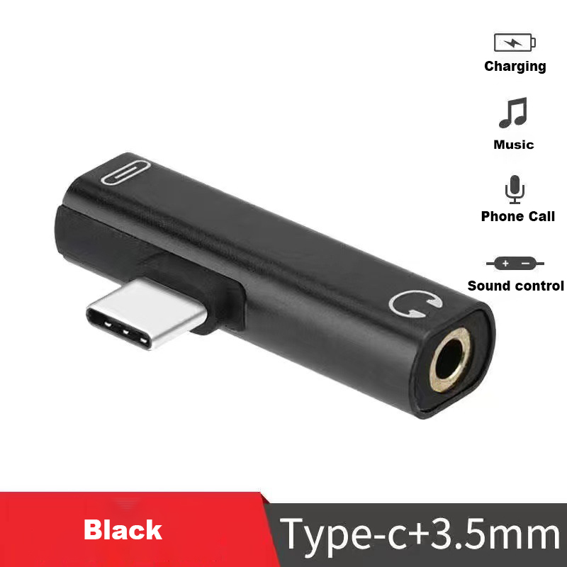Dubbele functie TYPE-C NAAR 3,5 mm audio- en oplaadadapter, hoofdtelefoonaansluiting converter Aux-adapter hoofdtelefoonconverterkabel: Rood