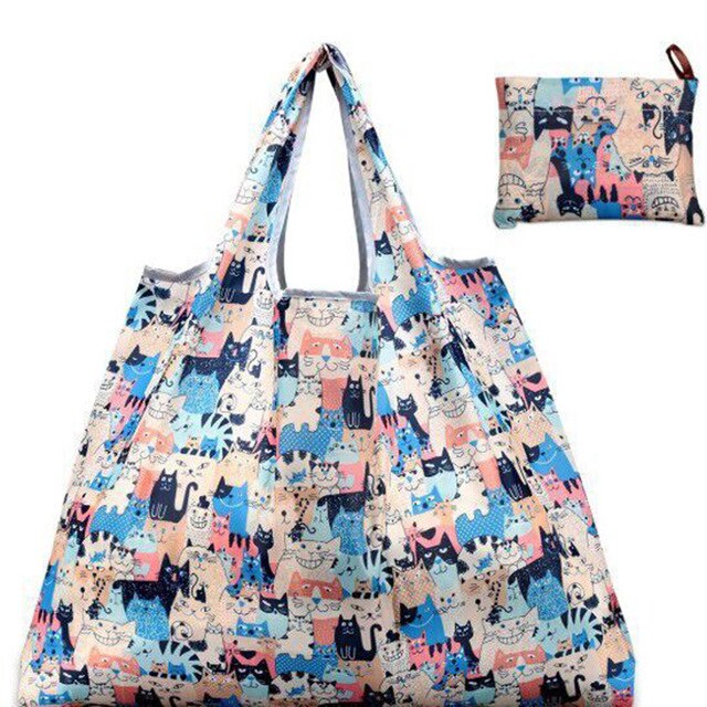 Reusable Foldable Shopping Bag Eco Floral Tote Handbag Convenient Storage Bags Large Capacity Portable Shoulder Bags: 8