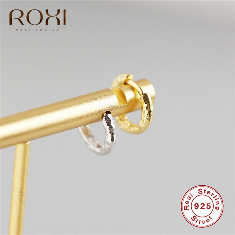 ROXI 925 Sterling Silver Simple Round Stud Earrings for Women Geometric Circle Earrings Personality Irregular Korean Earrings