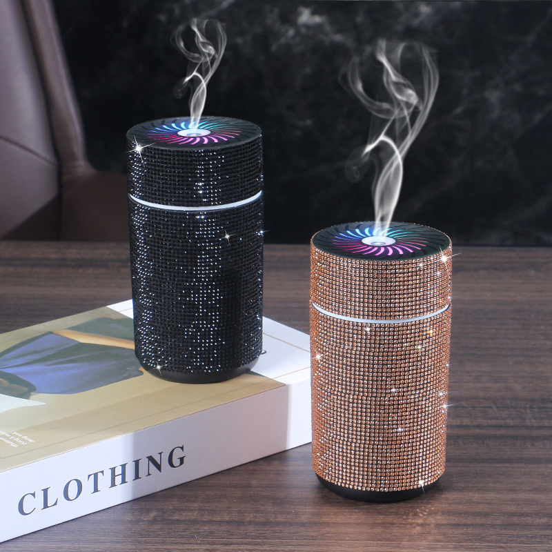 Luxe Glanzende Auto Diffuser Luchtbevochtiger Met Led Licht Diamant Auto Luchtreiniger Diffuser Luchtverfrisser Bling Auto Accessoires