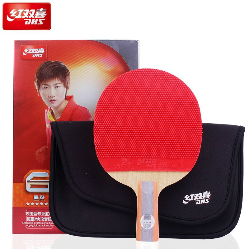 Original Dhs 6003 6007 (6 Star) Fl Long Handle Table Tennis Racket With Case Racket Sports Indoor Sports Pimples Out