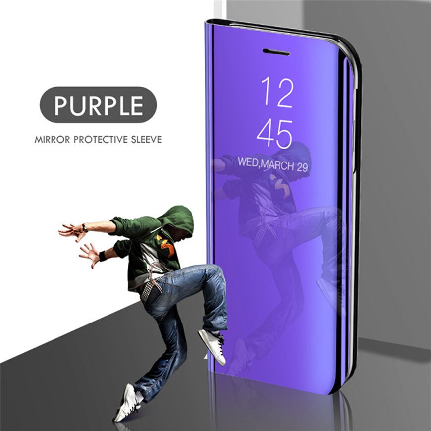 Espejo de Vista inteligente Flip Case para Samsung Galaxy A21S lujo original Capa fundas A21 S A 21 S SM A217 A217F contraportada del teléfono: PurpleBlue