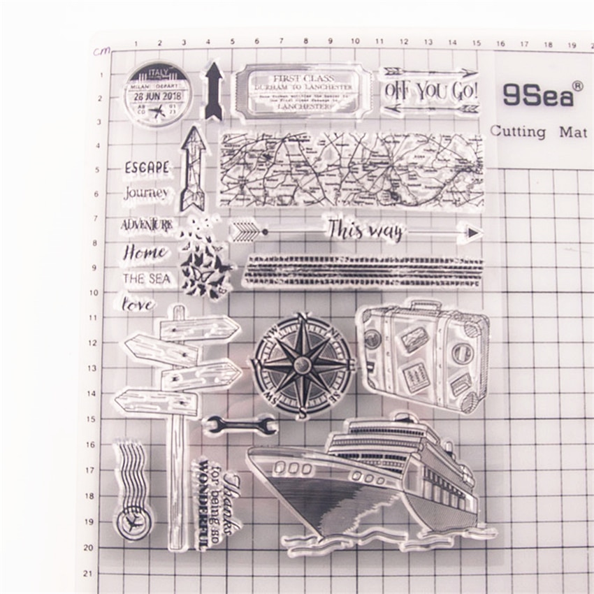 Sellos náuticos transparentes de viaje, sello de rodillo de silicona para álbum de fotos de álbum de recortes DIY/fabricación de tarjetas,