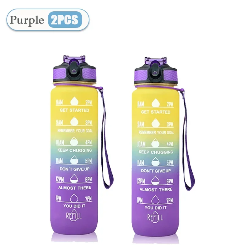 1000 ML Water Bottle Motivational Sport Water Bottle Leakproof Drinking Bottles Outdoor Travel Gym Fitness Jugs For Kitchen: PURPLE