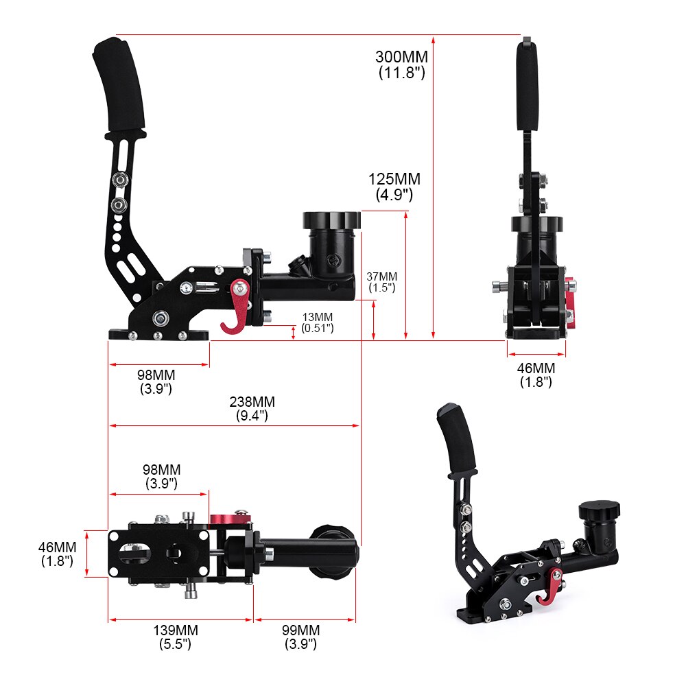 VR Racing Hydraulic Drift Handbrake Gear Lever With Oil Tank Hydro E-Brake Rally 0.75Bar 3/8-24 Parking Adjustable Brake