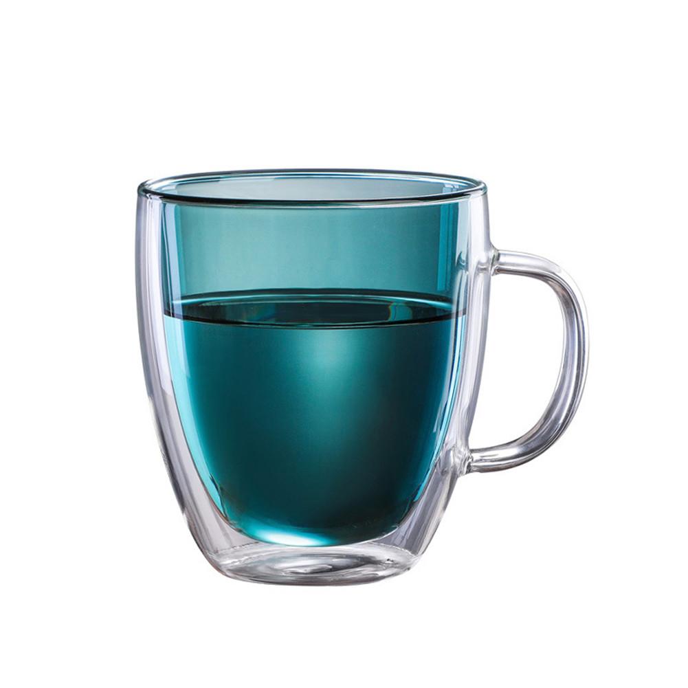 350/450ML Double Wall Glass Coffee Mug Heat-Resisting Handgrip Cup Water Milk Tea Cup Mini Double Layer Espresso Latte Mug: A 350ml