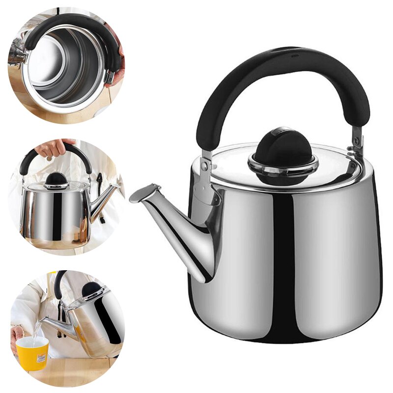 Stainless Steel Teapot Pot Silver Metal Kettle Loose Tea Maker Infuser Tea Kettle Pot with Removable Tea Strainer Tool