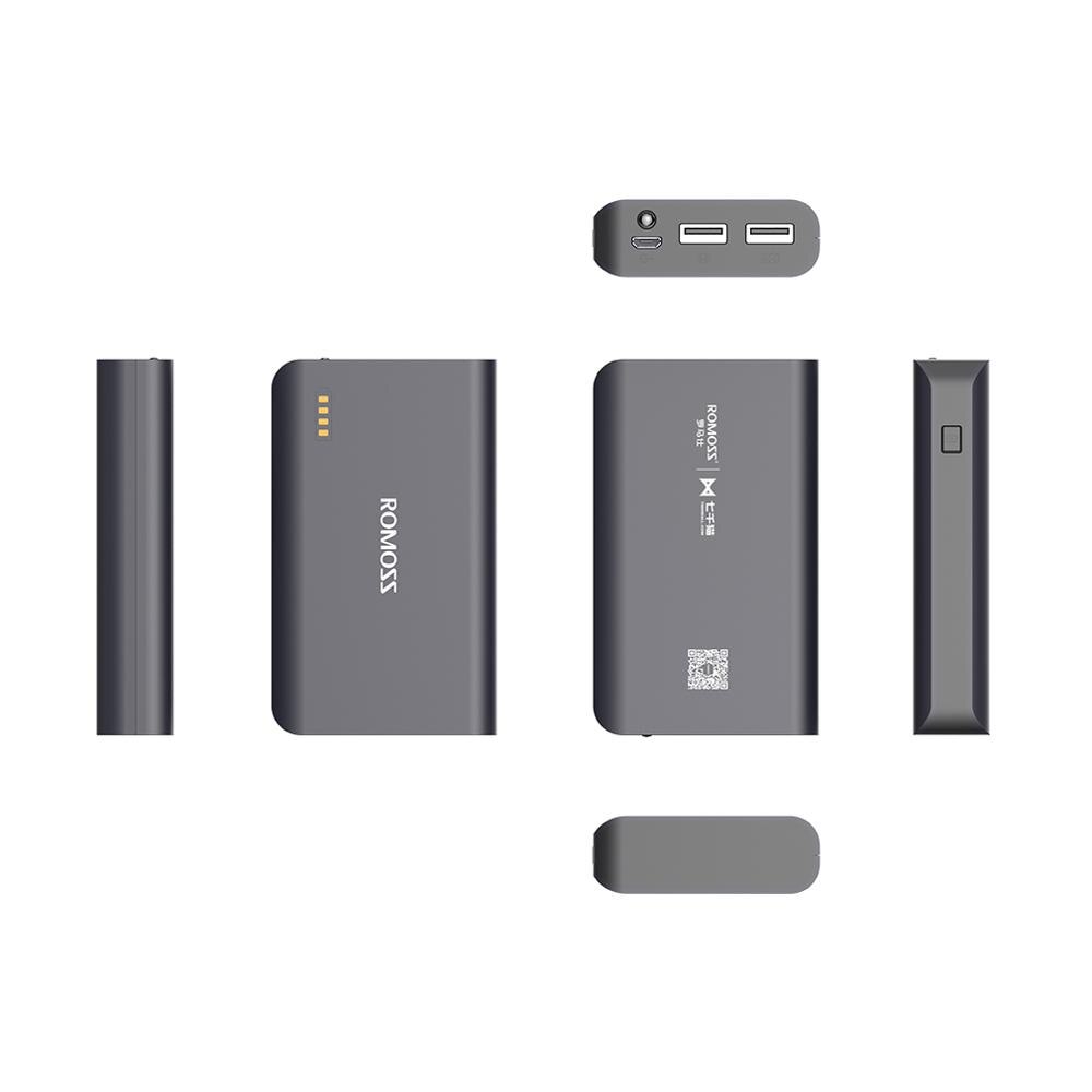 Romoss noir sens X 10000mAh rapide chargeur batterie externe QC 2.0 Portable double sortie USB pour téléphones tablette PC