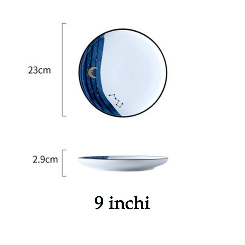 10 inch starry sky ceramic plate fruit is vegetable salad dessert plate dinner steak plate household kitchen tableware: D