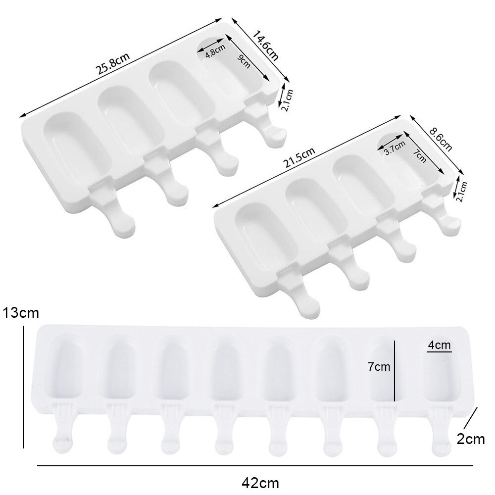 4 Cell Silicone Ice Cream Mould Diy Mold Ice Cube Tray Barrel Dessert Ice Cream Mold With Popsicle Sticks and Bags