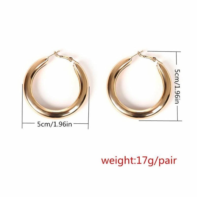 Punk Rock Hoop Earrings Minimalist Thick Tube Big Round Circle Gold Hoop Earrings Hyperbole Jewelry for Women Girls