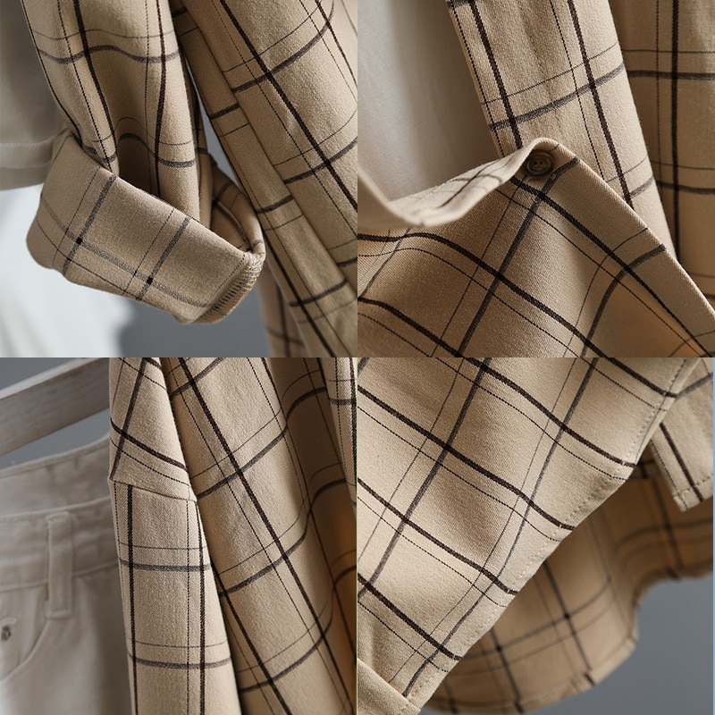 Dam rutig oversize blus batwing ärm fram kort bak lång skjorta turn-down krage casual topp  t96601f