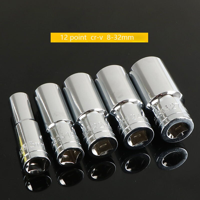 1Pcs 1/2" Drive 12 Point Deep Socket Wrench Head Cr-V Anti-rust Torx Socket Set 78mm Length Sleeve for Ratchet Wrench Head Tool