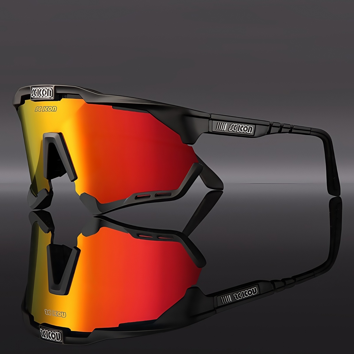 Scicon polariserade/fotokromatiska cykelglasögon  uv400 landsväg mtb cykelglasögon män kvinnor utomhussporter cykelsolglasögon: Vit / Röd