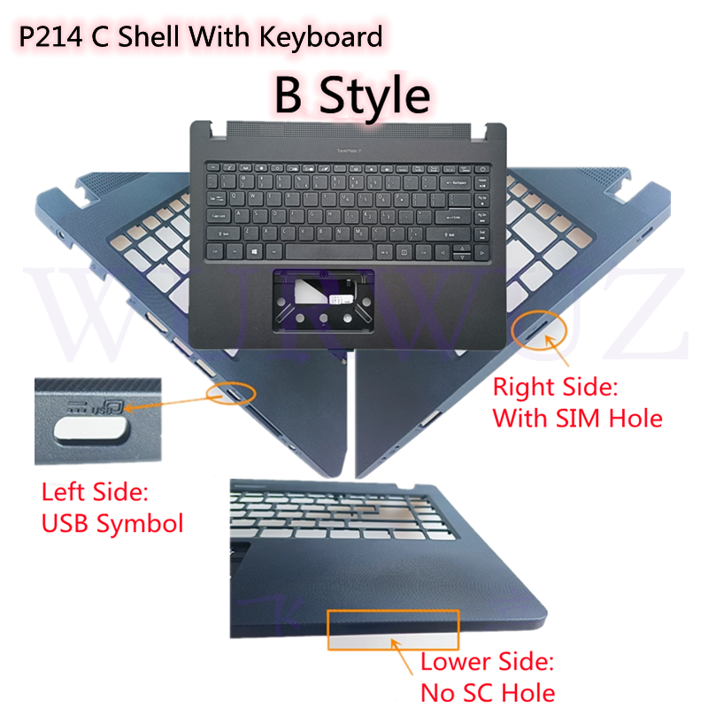 Suitable Laptop Keyboard Shell BOTTO Case ABCD Cover For ACER TravelMate P214 N19Q Black: dark green