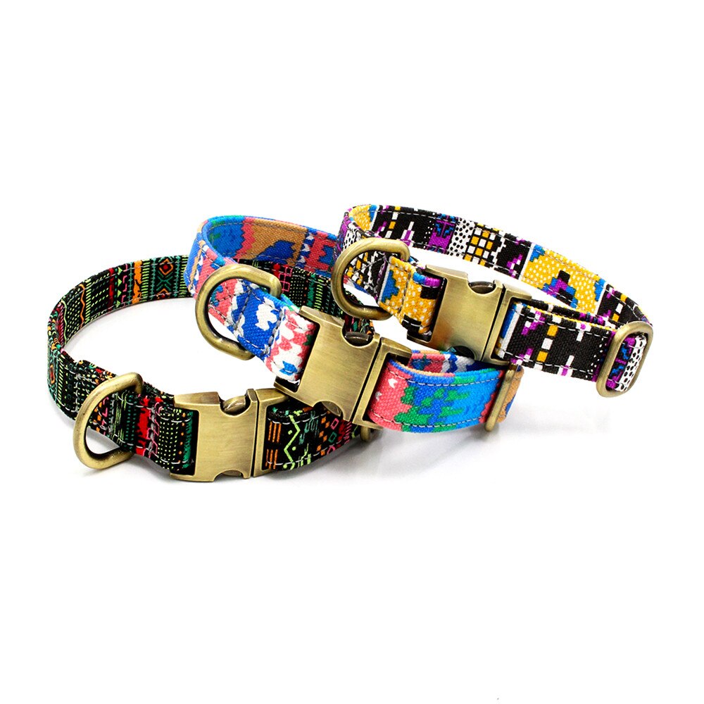 Hondenhalsband met letters, huisdierhalsband, bohemian gesp, retro hondenhalsband, kattenhalsband, huisdierbenodigdheden, accessoires, stof + metaal  z620
