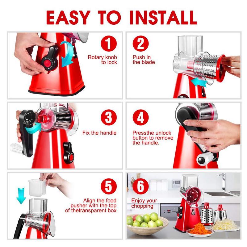 Newest Kitchen Accessories Gadgets Tools Manual Vegetable Cutter Multifunctional Round Mandoline Slicer Potato Shredder