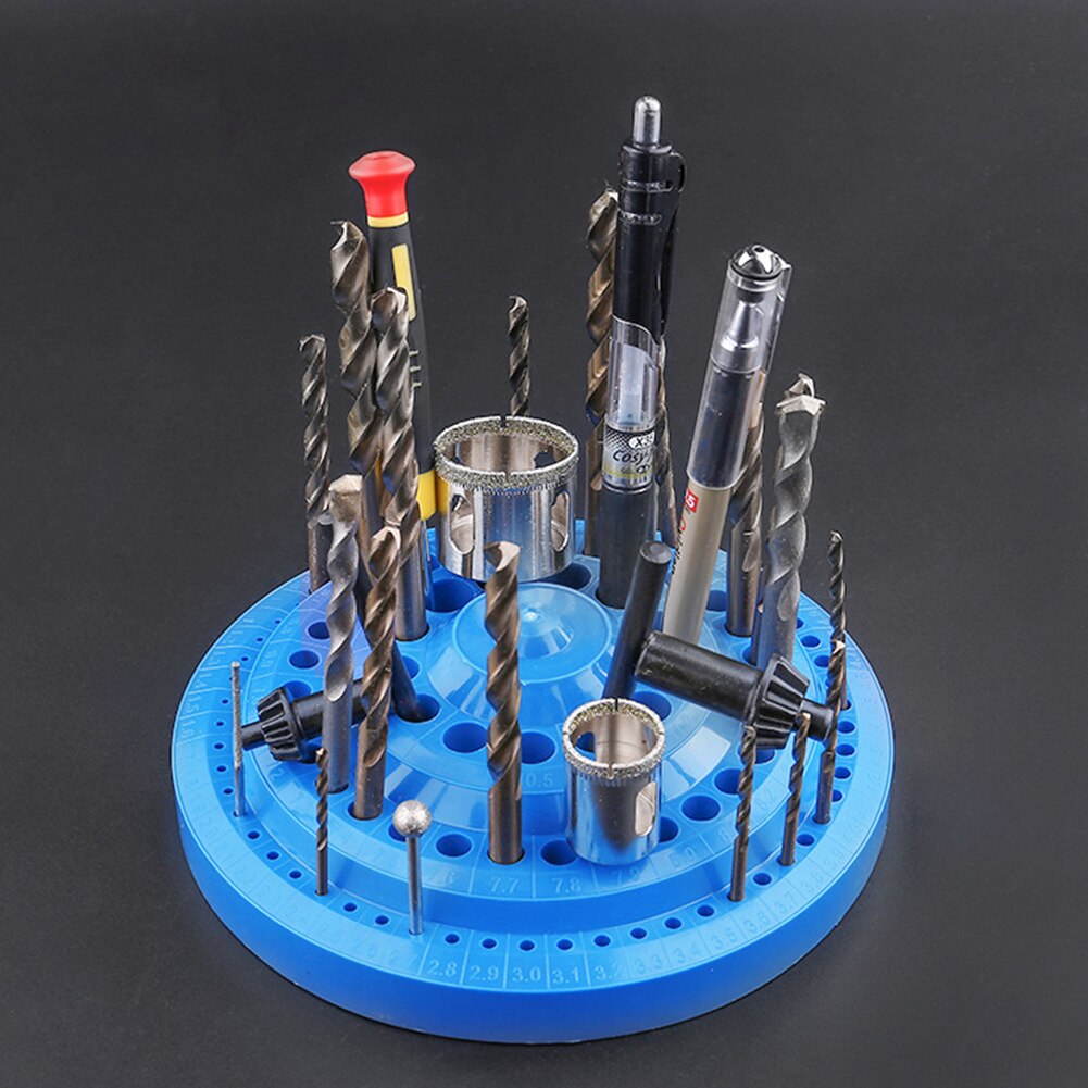100 Holes Portable Round Shape Plastic Drill Bit Storage Case Drill Bits Empty Storage Box Stand Hole Bore Organizer Accessories
