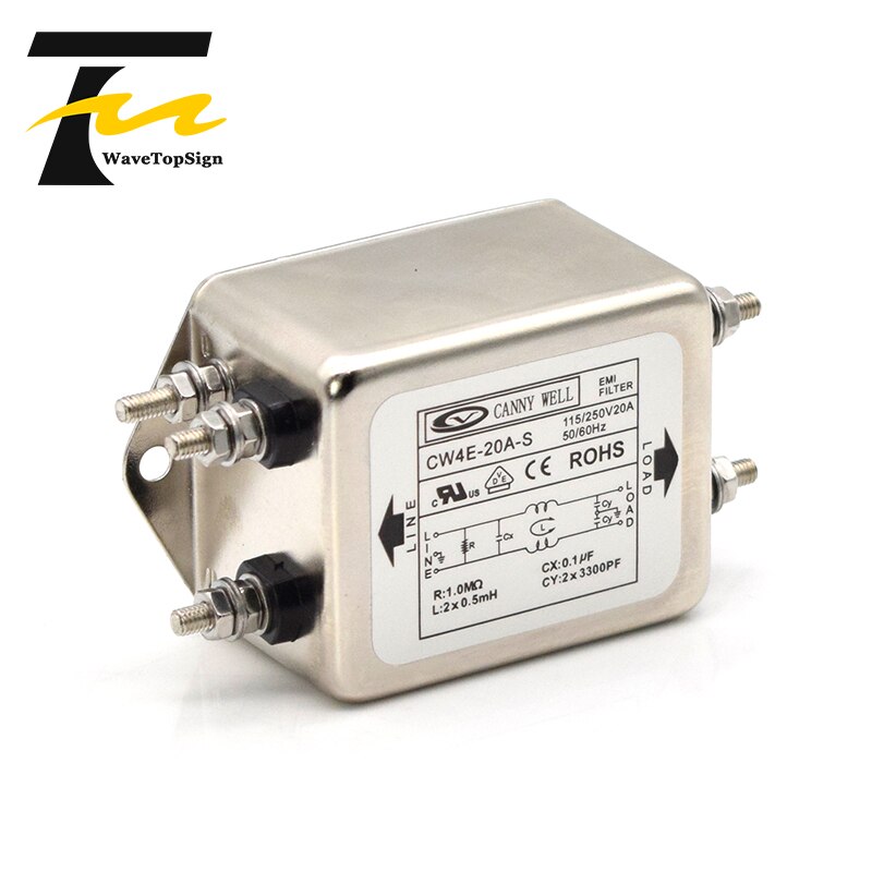 Canny Well Emi Filter CW4E-10A 20A 30A 40A-S Enkelpolige Filter Connector Eenfase Ac 220V Zuivering anti-Jamming
