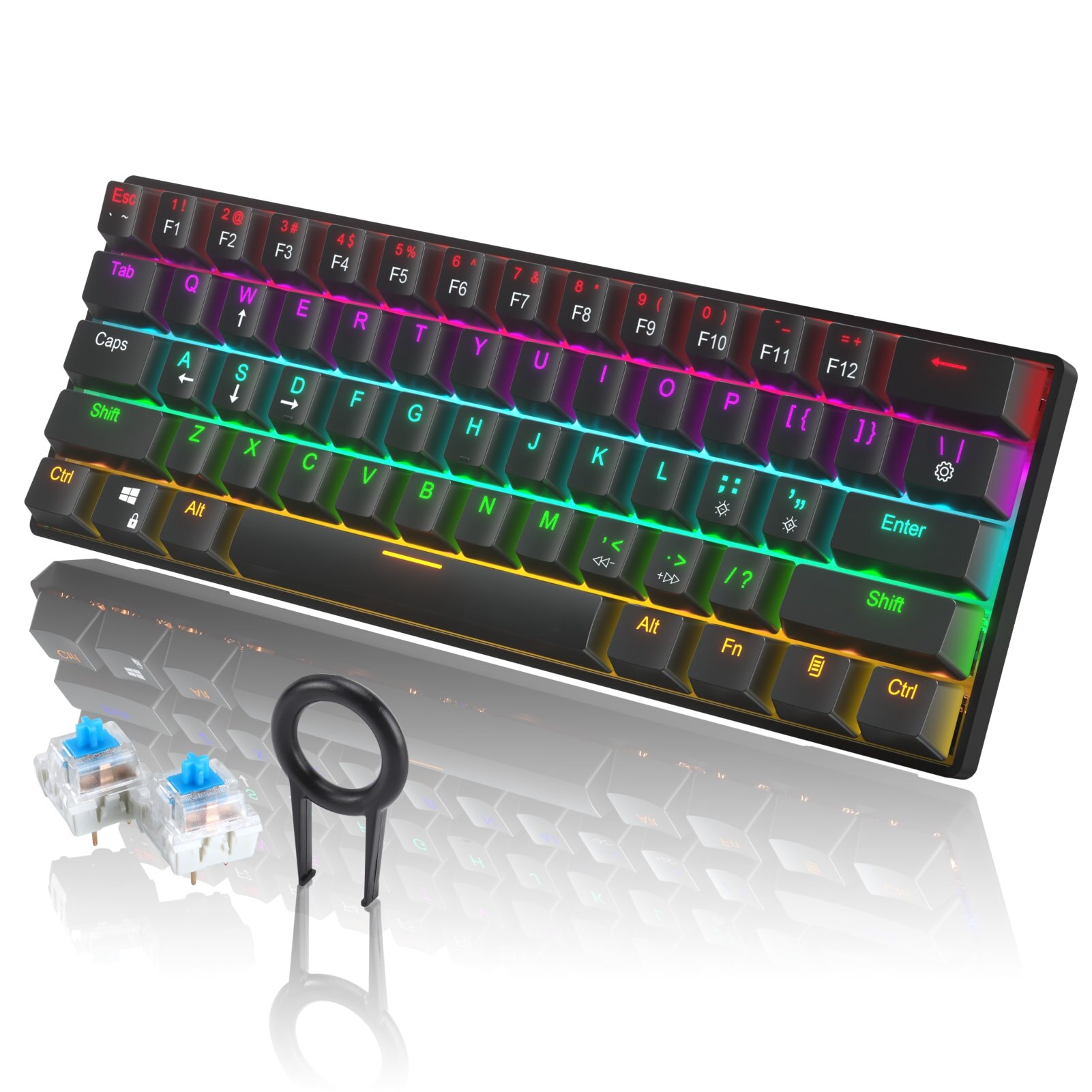 CK61 61 Key Mechanical Keyboard USB Wired LED Backlit Axis Gaming Mechanical Keyboard For WIN2000/ XP/VISTA/WIN7/ WIN8/ WIN10: Default Title