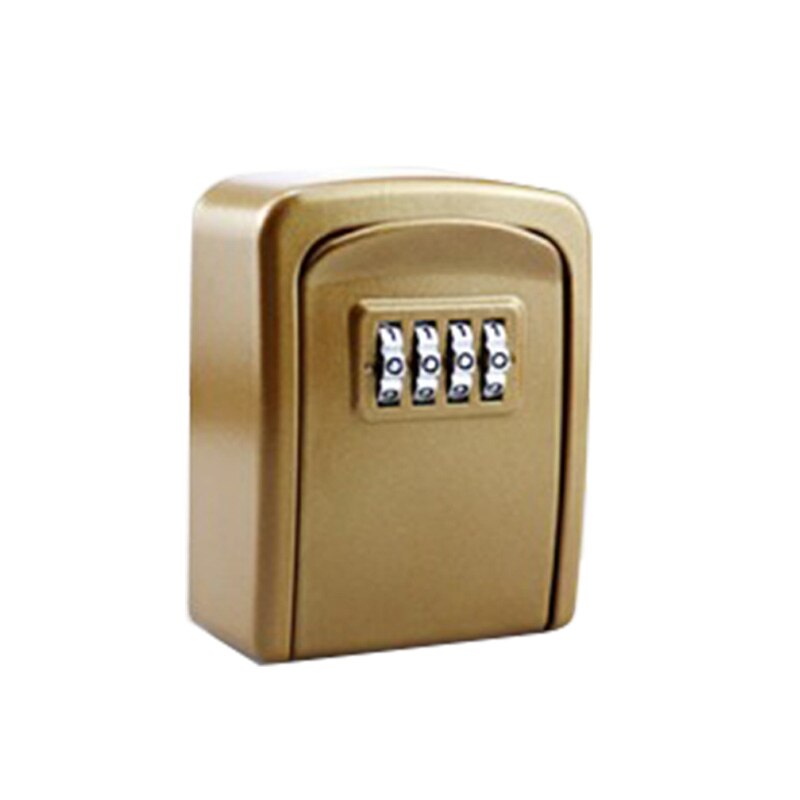 Lock Security Wall Mounted Key Lock Box Safe With 4 Digit Combination Lock Home Outdoor Secret Key Lock Box Safe Deposit Box: Golden