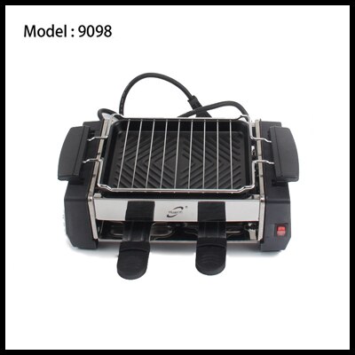 Grill à Raclette électrique 1000W, anti-adhésif, grille pour Barbecue, sans fumée, pour 2 Couples, idéal pour Barbecue: Model 9098