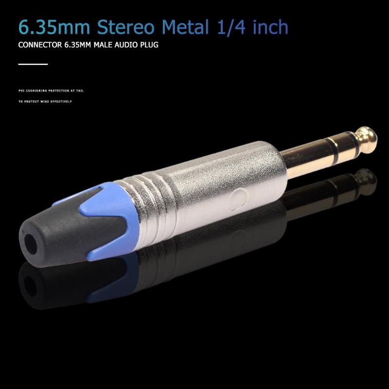 6.35mm Jack Stereo Metal 1/4 inch Connector 6.5mm Male Audio Plug Solder Adapter Solderen vergulde 6.35 plug