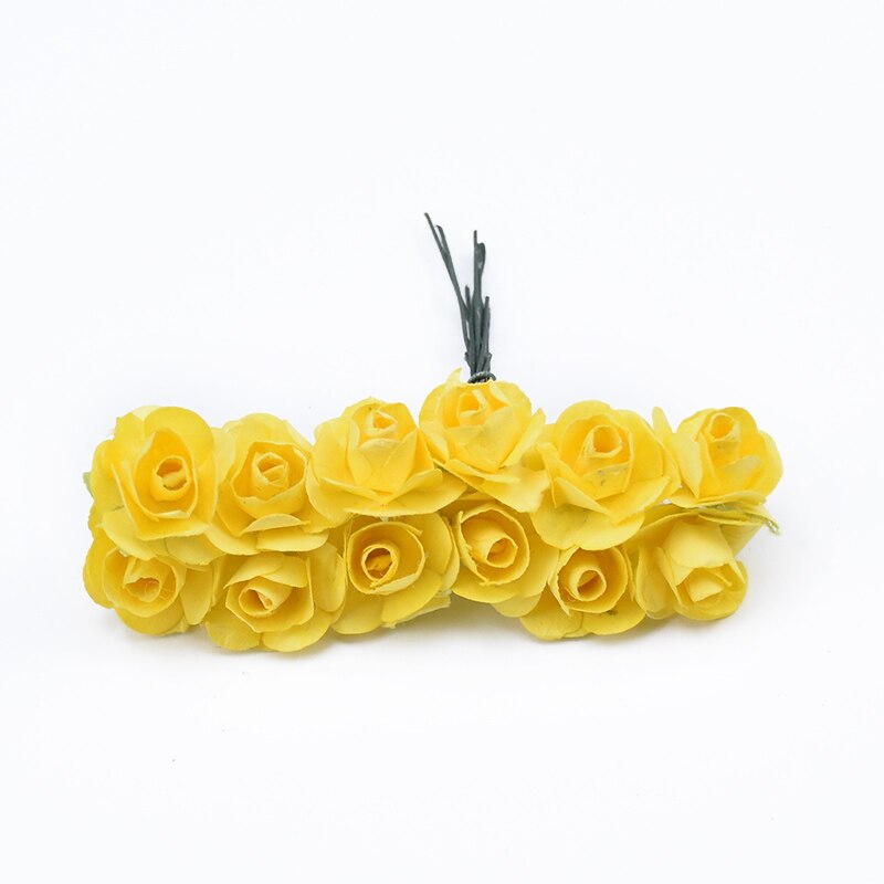 72 stykker mini papir blomster gør-det-selv slik æske bryllup brude tilbehør clearance julekrans billige kunstige blomster: 8