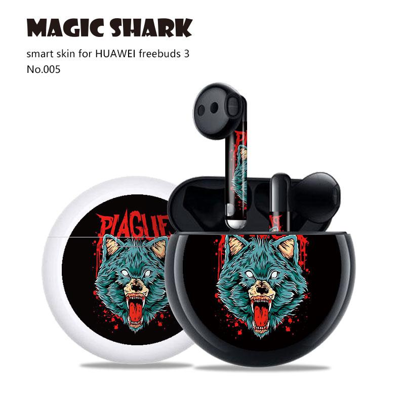 Magic Shark 2.5D pcv malowanie czaszka diabeł naklejki skóry pokrywa Film Case dla HUAWEI Freebuds 3: 005