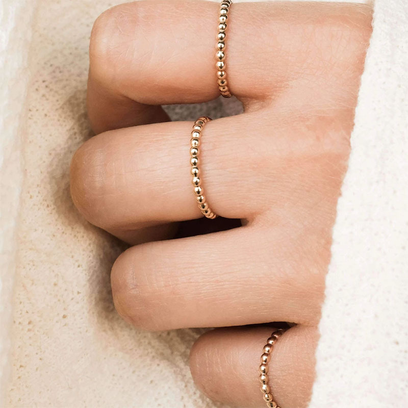 Mode Kleine/Grote Kralen Ringen Voor Vrouwen Titanium Staal Charme Gouden Kleur Chrismas Ringen Party Voor Meisjes