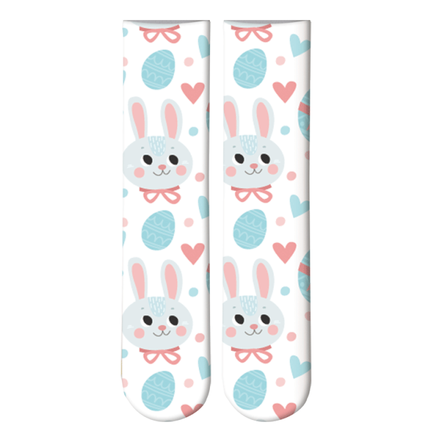 3D easter Print Socks Unisex Crew Long Socks Soft Casual Cute Cotton Socks Children rabbit egg girl sock: 2