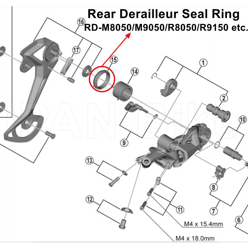 Shimano original XT M8000 M8100 XTR M9000 M9100 RD M5100 M6100 RD M7100 Rear Derailleur Guide Plate Seal Ring Repair Parts: B