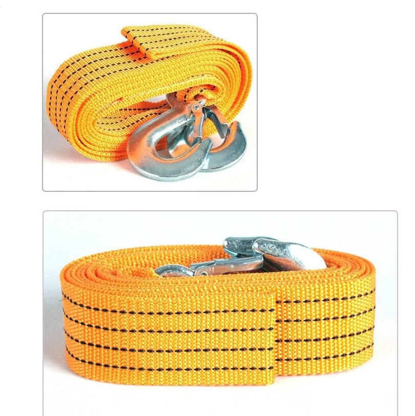 Car Tow Rope Strap Nylon 3M 3Tons Heavy Duty Self-Rescue Strap Belt Trailer High Strength Strong Hook Towing Cable for All Cars
