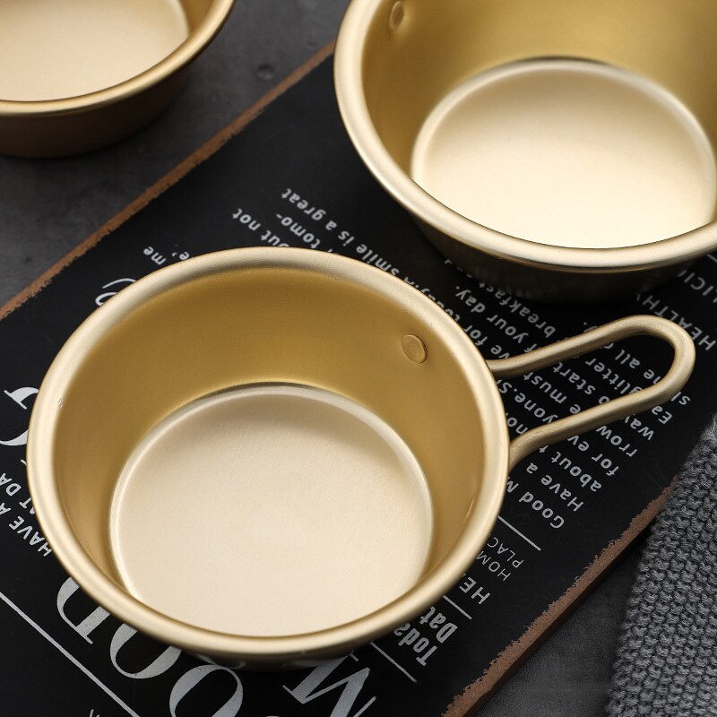 Bol à riz rond traditionnel coréen en aluminium, couleur or, tasse à vin avec poignée pour Makgeolli, 1 pièce