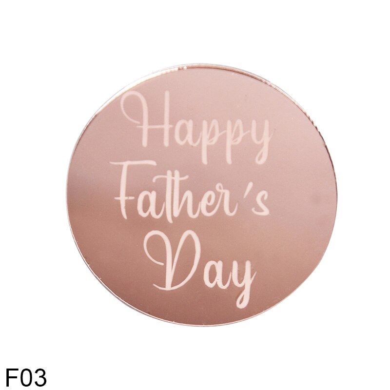 10Pcs Gelukkige Moederdag Cupcake Topper Spiegel Ronde Acryl Verjaardag Vaderdag Cake Dessert Bakken Party Decoratie Benodigdheden: Father-Rose Gold