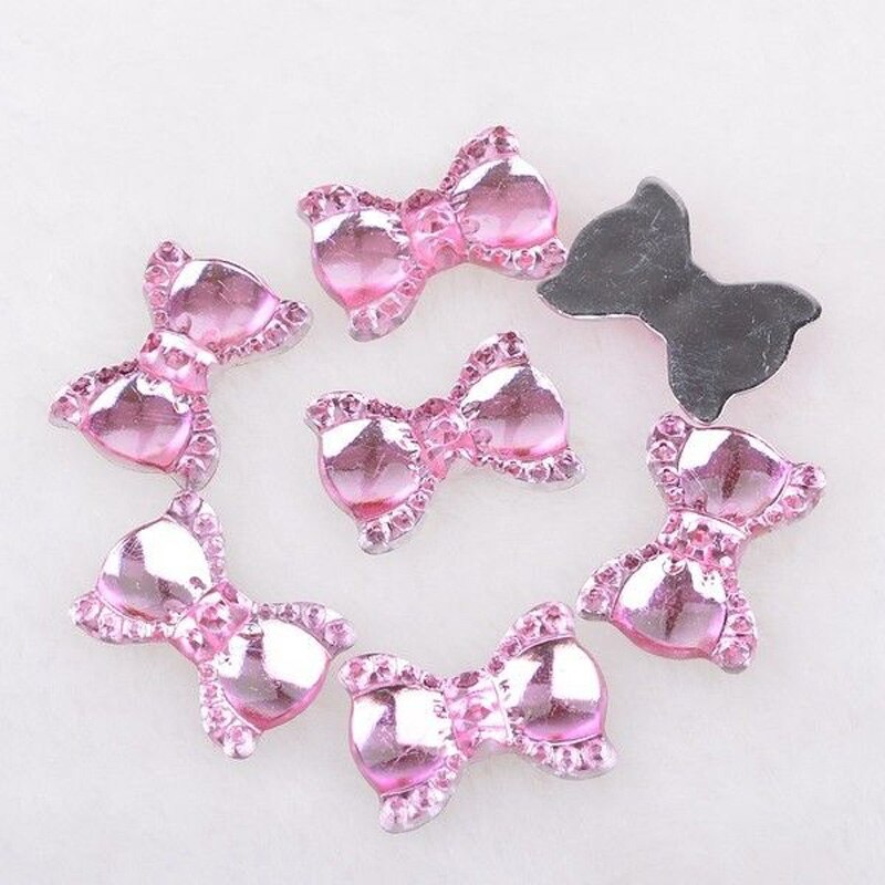 Boliao 100 stuks 13mm*19mm acryl strik platte achterkant applicaties/bruiloft/huisdecoratie knutselen diy  r040: Roze