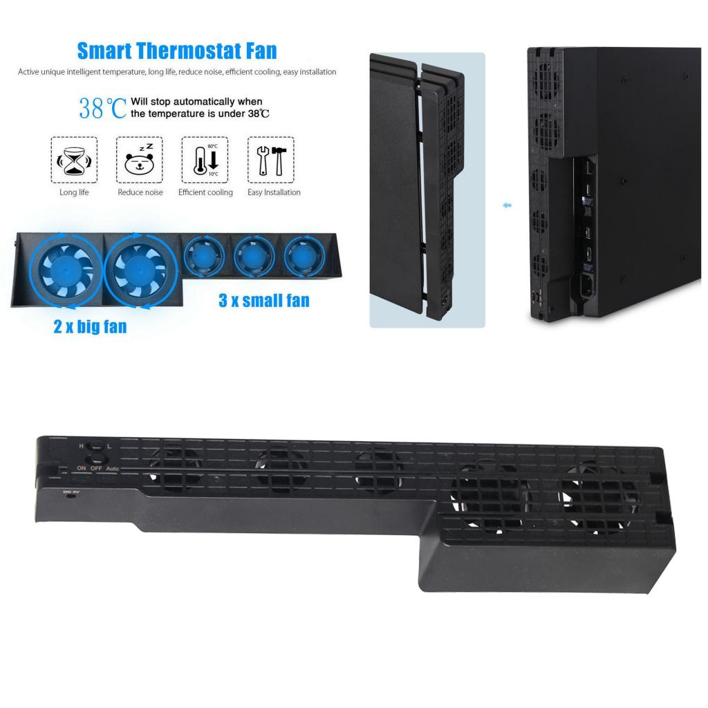 Ventola di raffreddamento per PS4 ProConsole USB 5 ventole esterne Super Turbo controllo della temperatura per Console 4 Pro