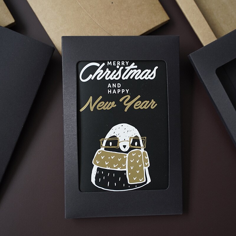 Sobres de ventana hueca para tarjetas de felicitación, sobres Grandes Vintage de papel Kraft negro, 10,5x16cm, 10 unids/lote