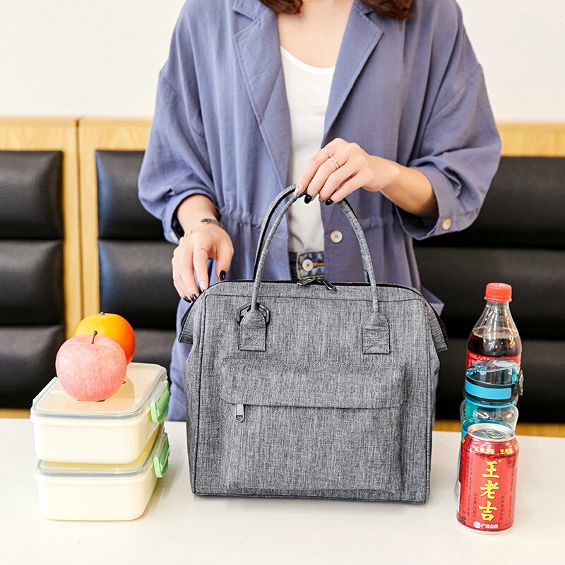 Lonchera de lona grande portátil con aislamiento para alimentos, bolsas de hombro térmicas para Picnic, para mujer, niños, hombres, bolsa de lonchera, bolsa de mano