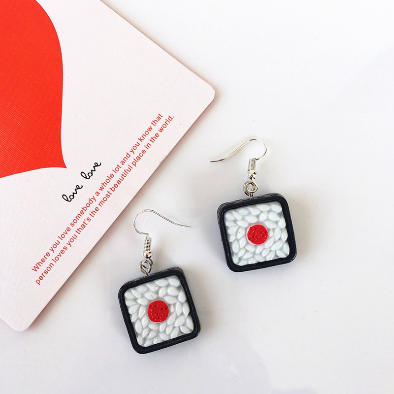 Lovely Handmade Japanese Harajuku Rice Balls Earrings Cute Geometric Sushi Food Fun Earrings For Women Girl Jewelry