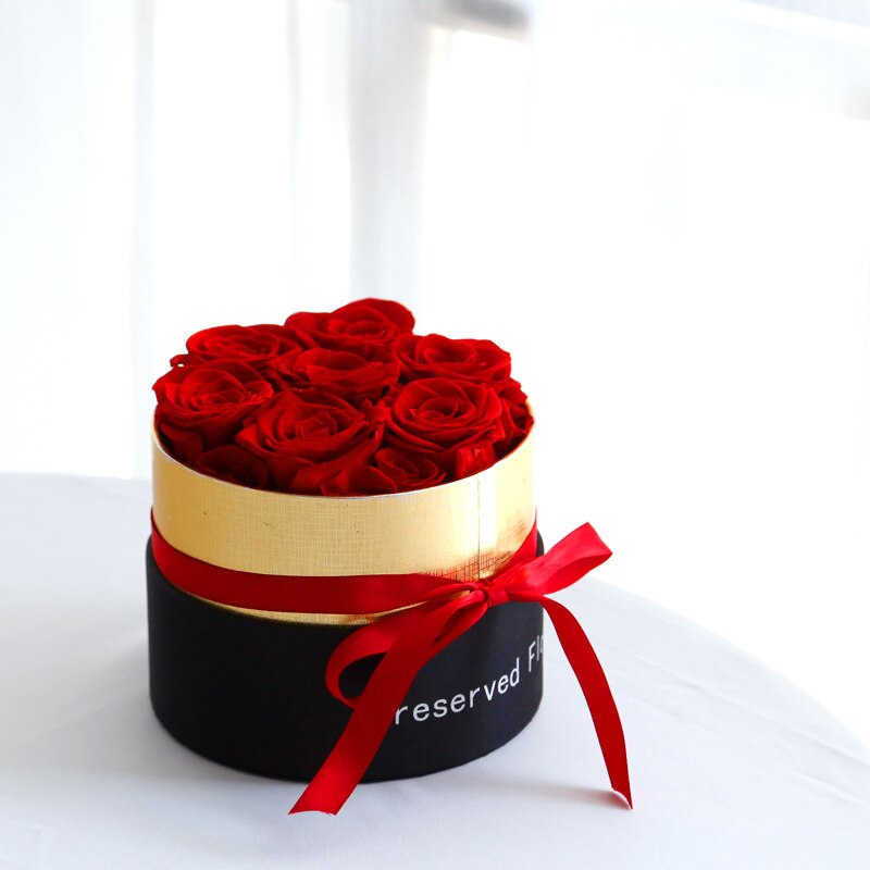 Ramo de boda de flor eterna preservada, rosa roja Real con caja, de aniversario romántico de para el Día DE LA Madre para mujer y Niña
